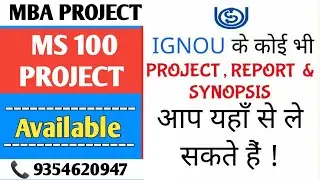 MS 100 Ignou Project / Ignou MBA  Project submission / MS 100 Project Work