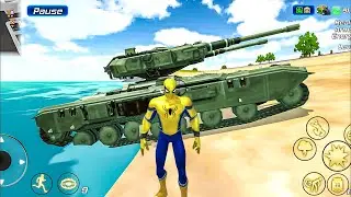Spider Rope Hero Gangster Crime - Tank Driving in Open City #3 - Android Gameplay