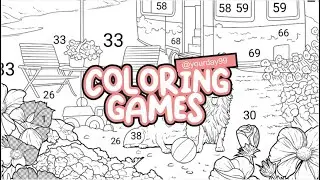 Coloring Games : Two dogs and a caravan on a beach