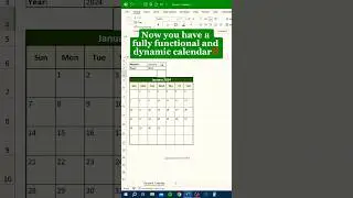 Dynamic Calender in Excel ‼️ #shorts #excel #computer