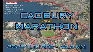 Cadbury Marathon 2026: 3D Video Course Map | 42.2 km - Claremont