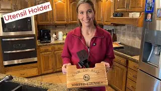 Iiglunatic Wooden Kitchen Utensil Holder Organizer