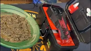 Running my Birthday pan o Rama tailings on the Micro toolbox sluice by @backyardprospecting