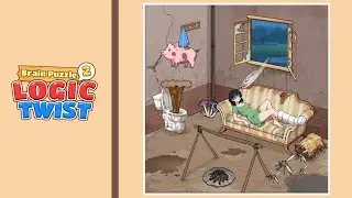 Brain puzzle 2 logic twist level 91 solution help the girl and her pet pig out of tough situation 