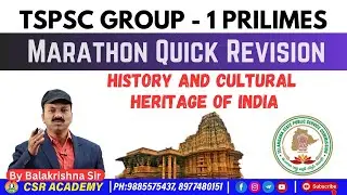 TSPSC GROUP - 1 PRILIMES Marathon Quick Revision  By bala krishan sir// CSR Academy //