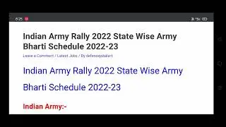 Indian Army Rally 2022 State Wise || Army Bharti 2022-23 ||