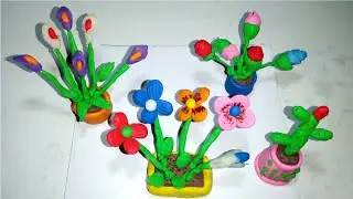 DIY HOW TO MAKE POLYMER CLAY FLOWERS WITH POT | CLAY FLOWERS | Asra Clay Creative