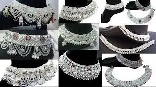 Bridal heavy silver anklets design/trending silver payal design for ideas 2024
