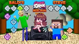 Friday Night Funkin Mod Showcase New Baldi's and Steve skin Week 6