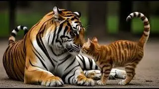 lovely Cat and Tiger Love Story #ai #cartoon #animals #aivideo 