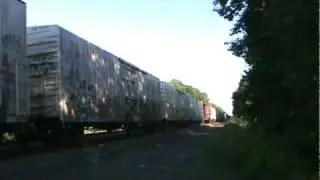 Two BNSF CW44-9's lead Q393