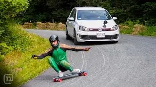Longboard Skateboarder Blazing Down Ryan Tuerck's Burke Mountain Road at 55mph
