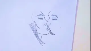 Couple lip kiss drawing | Couple in love | Kawsar Collection