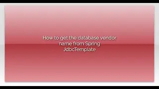How to get the database vendor name from Spring JdbcTemplate