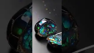 Knife Slices Iridescent Turtle! 🐢 #obsidian #satisfying #hardmaterial #knifeslice #asmr #viral #sat