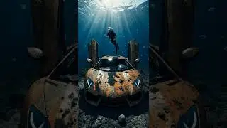 Diver Discovers Rusted Lamborghini at Ocean Floor! #underwater #lamborghini #ytshorts #viralvideo