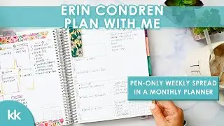 Erin Condren Functional Plan with Me Pen Only Weekly Spread Bullet Journal Monthly Planner Notebook