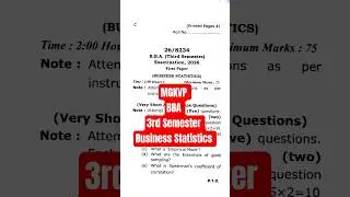 MGKVP BBA 3rd Semester Business Statistics First paper 2026 #questionpaper  #thirdsemester #bba