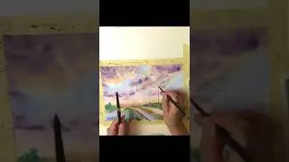 Watercolor sunset painting for beginners