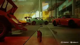 A cat and mouse race in a big arena