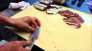 Using a honesuki to fabricate sardine and shad
