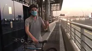 Riding the Bikes near the Dubai Water Canal Bridge