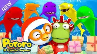 Entrega de Regalos a los Tiburones Santa Arcoíris🎁🦈 | Aprende los Colores con Pororo🎨