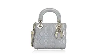 Christian Dior Lambskin Cannage Mini Lady Dior Gray Opaline