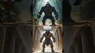 Giant Gorilla vs Minotaur (buffalo, zombie, kratos, blue hulk) #hulk #gorilla #kratos