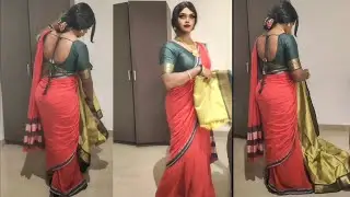 Cross dressing women in saree || Boy to girl Saree Transformation
