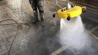 Massive oil spill on block paving