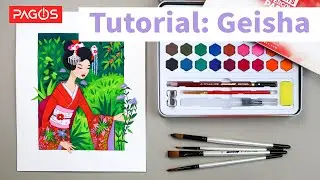 Watercolor Tutorial: How To Make Watercolor Geisha Painting With Pagos Art Watercolor Set