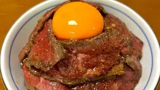【手作り】ローストビーフ丼🥩を食べる音をやってみた日本人男性【ASMR/咀嚼音/囁き声/音フェチ/eating sound】