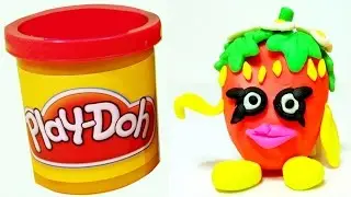 Play Doh STOP MOTION video Shopkins Strawberry Kiss claymation surprises