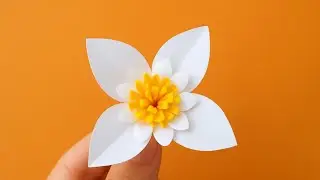 Easy Paper Flower Making | DIY White & Yellow Bloom 🌸