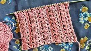 Очень простой и легкий узор спицами Еловые веточки / Openwork knit pattern