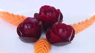 Beetroot Flower And Carrot Leaf Carving
