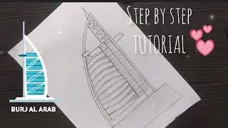 Burj Al Arab drawing easy/Dubai monuments drawing /How to draw Burj Al Arab Dubai /Building Drawing
