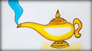How to draw genie lamp step by step| الادن چراغ Drawing  | How to draw