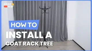 How to Install the Wooden Standing Coat Rack Tree | HW55588 #costway #howto