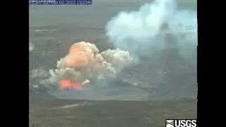 Rockfall triggers small explosive event at summit lava lake