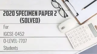 Accounting - 2020 Specimen Paper 2 (FULLY SOLVED) - OLEVEL - 7707 | IGCSE - 0452