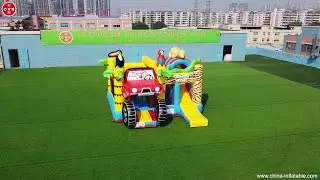 Amazon safari bounce combo jumping castle animal slide for party events Chinee Inflatables T2-3427