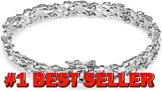TEX 10k Solid White Gold Handmade 11mm Nugget Link Bracelet 8