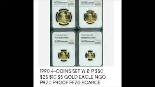 1990 4-COINS SET W & P $50 $25 $10 $5 GOLD EAGLE NGC PR70 PROOF PF70 SCARCE