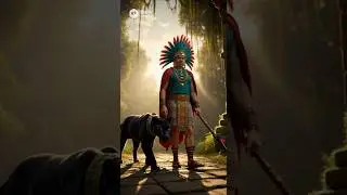Царь ацтеков идет с черной пантерой #elreyrey210 #aigenerated #aztecing #aztec