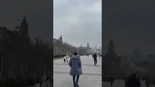 Shanghai China Feb 2024 riverwalk city view #travelshorts #Shanghai #shanghaicity #eriksshortss