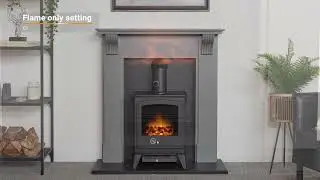 Adam Harrogate Stove Fireplace in Grey & Black with Dorset Electric Stove in Black