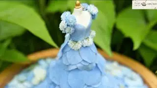 Sky Blue Floral Gown | Dreamy Handmade Miniature Dress#viral #flowers 