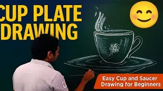 Cup Plate Drawing ☕😯 | Easy Cup and Saucer Drawing for Beginners | कप प्लेट बनाने का आसान तरीका